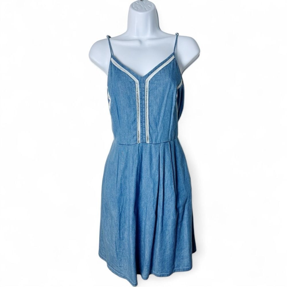 Maison Jules - Women's Chambray Fit‎ & Flare Slip Mini Dress - Sz. M